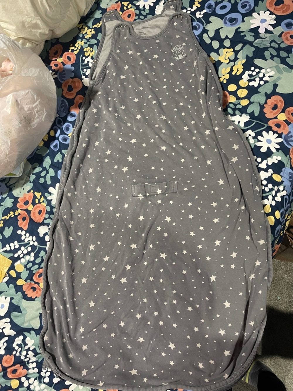 RIPPED LINING SEE PICS! Woolino 4 Season Toddler Sleep Bag 2 - 4 Years Star Gray